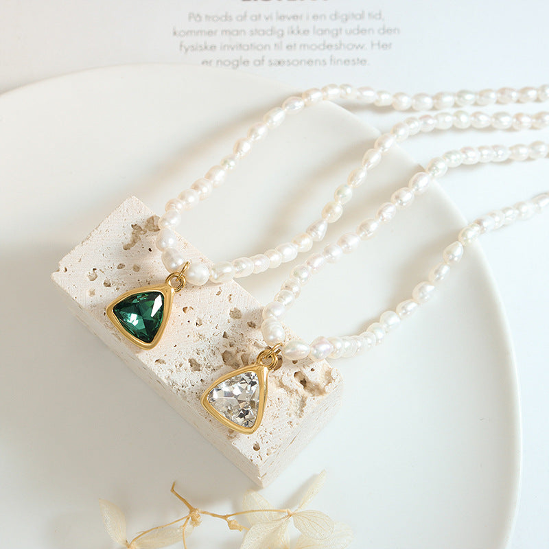 Crystal Triangle Pendant Necklace