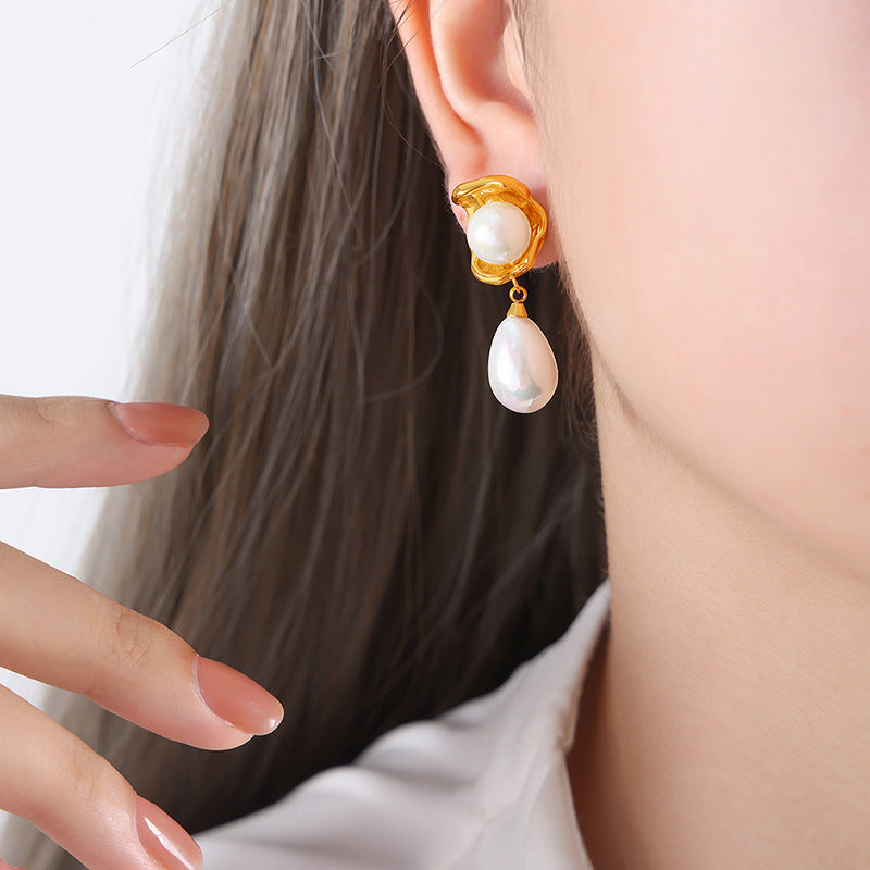 Pearl Drop Moon Earrings Series