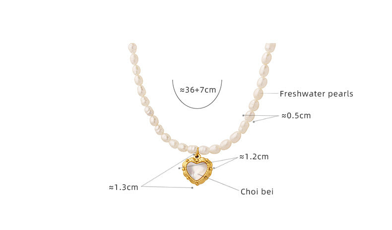 Freshwater Pearl Necklace With Heart Pendant