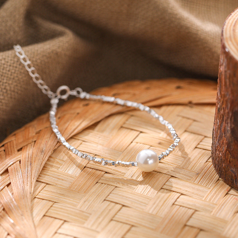 Single Pearl Bracelet Silver