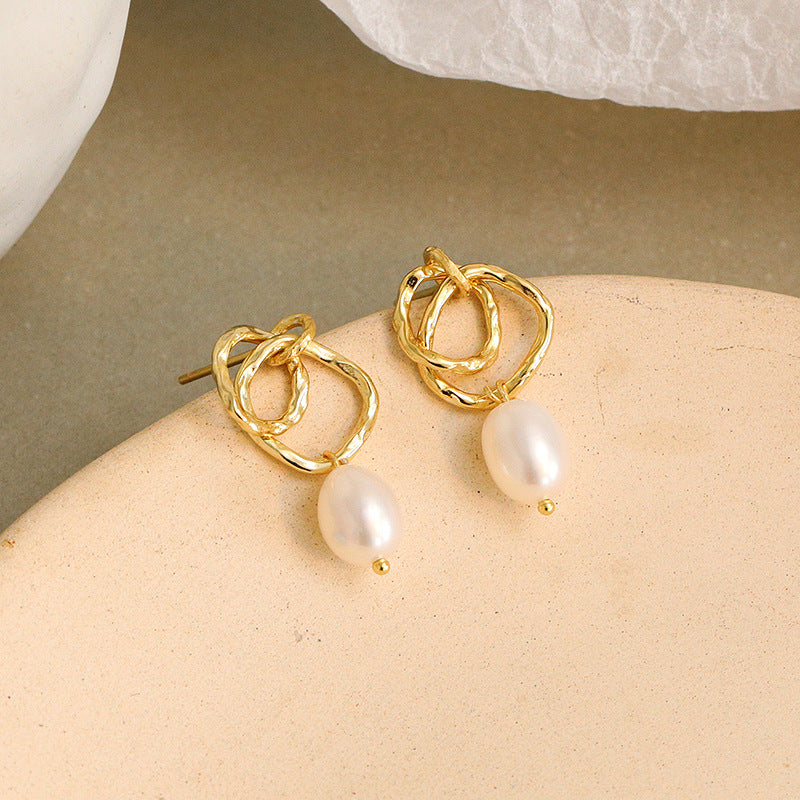 Double Hoop Pearl Earrings