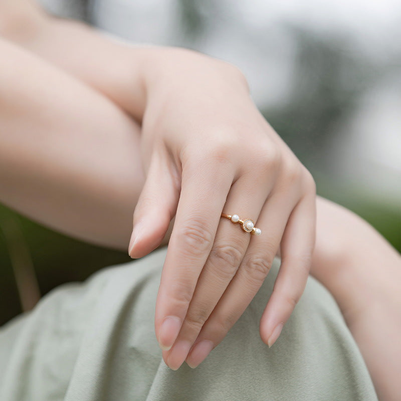 Zircon Diamond And Pearl Ring