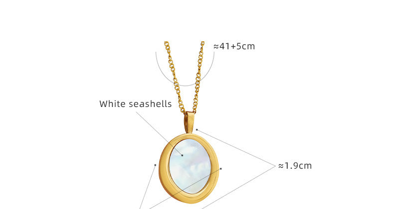 Natural White Seashell Round Pendant Necklace