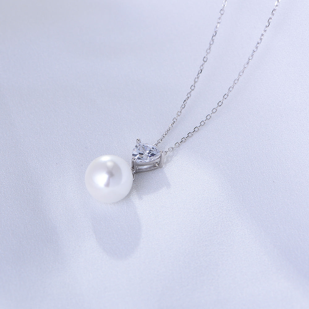 Diamond And Single Pearl Necklace