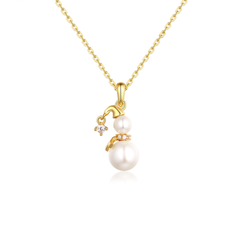 Christmas Gift Snowman Pearl Pendant