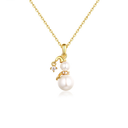 Christmas Gift Snowman Pearl Pendant